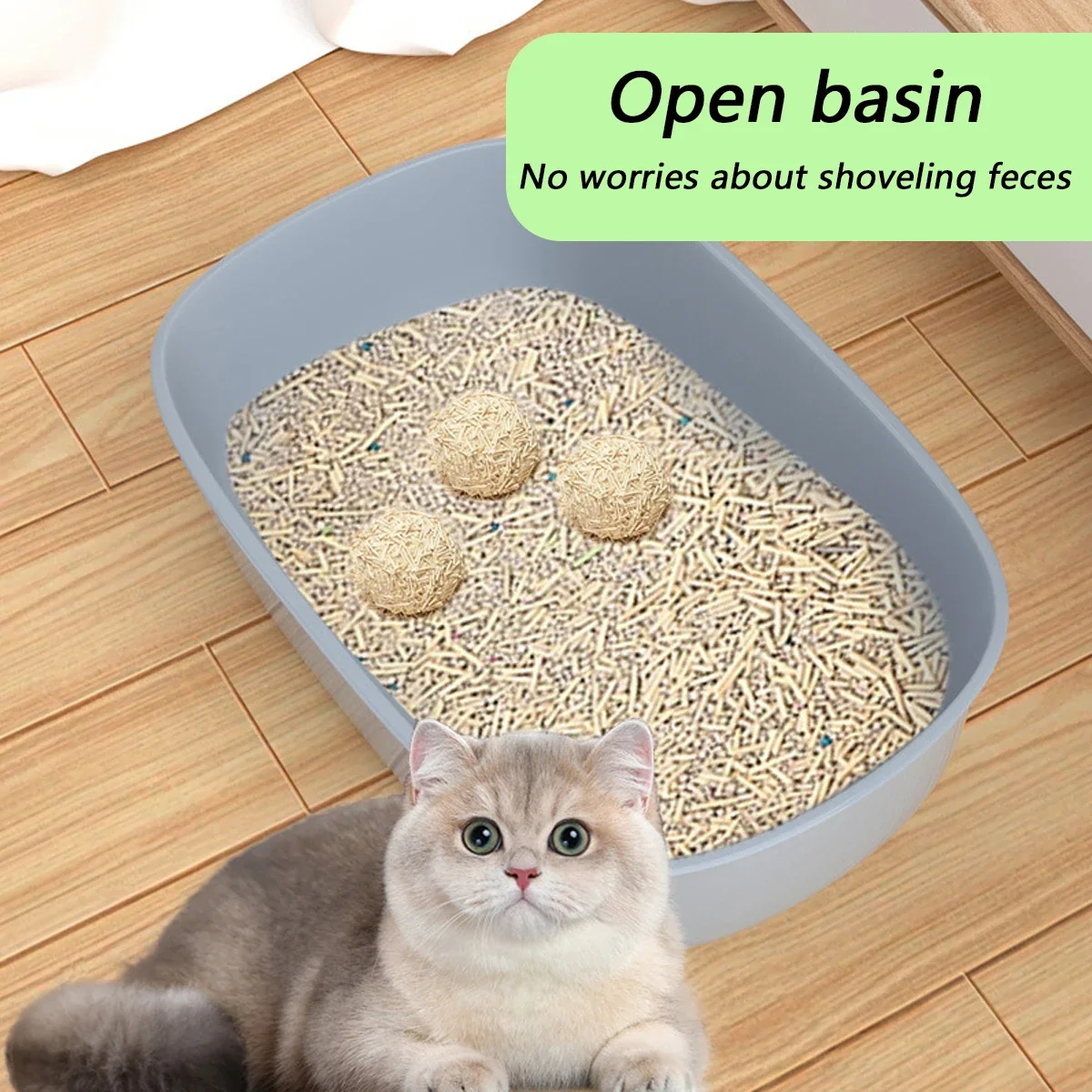 Cat Litter Box Thickening Kitty Sandbox Semi-enclosed High Side Splashproof Pet Bedpans with Litter Scoop Cleaning Cat Supplies - Image 9